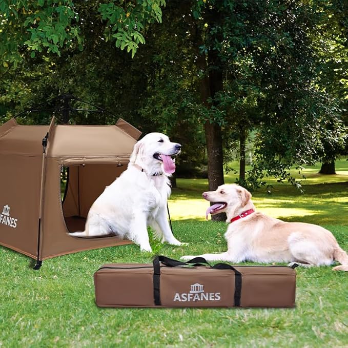 Outdoor Waterproof Pet Automatic Camping Tent, Pop up Cave Bed for Indoor Cats and Small Dogs, Portable Cat House Dog House, Brown.-Mewly Pet