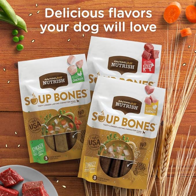 Rachael Ray Nutrish Dog Chews Soup Bones With Real Beef & Barley, 24 Dog Treats-Mewly Pet