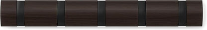 Umbra Flip Wall-Mounted Coat Rack Rail Hook for Hats, Jackets, Bags and More – Modern, Space-Saving Storage Organizer for Entryway, Mudroom, Closet, Bathroom, Bedroom, Kids Room, or Nursery, 5 Hooks,