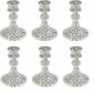 Glass Candlestick Holder,Striped Taper Candle Holders,Set of 6 Candle Stand for Table Centerpieces, Home Decor,Weddings,Festival and Parties (Silver Diamond)