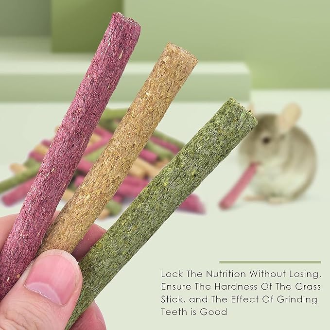 ERKOON Timothy Hay Sticks,Rabbit Chew Toys for Teeth Natural Molar Sticks Rabbits Treats for Bunnies, Chinchilla Guinea Pigs, Gerbil, Hamster (75 Pcs)-Mewly Pet
