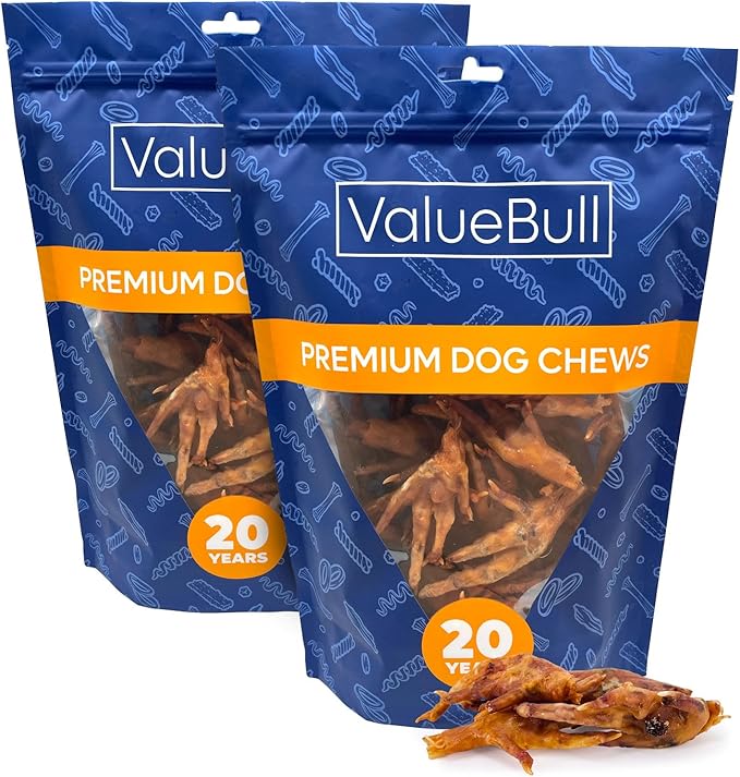 ValueBull Chicken Feet for Dogs, 50 Count - All Natural Dog Chew, Hip and Joint Chew, Single Ingredient Dog Treat-Mewly Pet