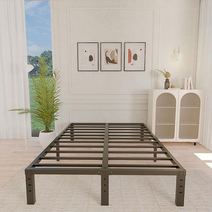 ALDRICH 12 Inch Metal Bed Frame Queen Size - Double Black Basic Steel Slats Platform, Easy Assembly Heavy Duty Noise Free Bedframes, No Box Spring Needed
