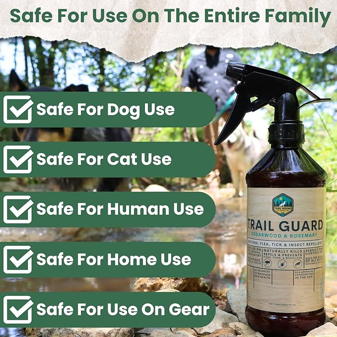 Trail Guard Natural Extra Strength Insect, Flea and Tick Spray for Dogs, Cats, People & Home (2Pack 4oz, Cedarwood & Rosemary)-Mewly Pet