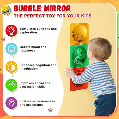 Geiserailie 3 Pcs Christmas Sensory Wall Mirror Acrylic Bubble Mirror Toys for Classroom Calming Corner Items - Sensory Room Have Visual, Tactile Stimulation (6 x 6 Inch,Red,Yellow,Green)