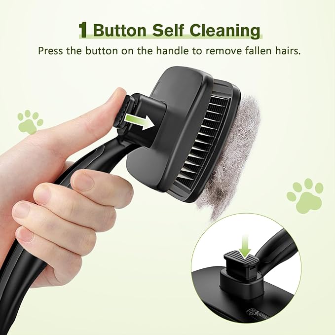 Pecute Self-Cleaning Slicker Brush for Dogs, Cats, Lightweight Dog Brush for Shedding Massaging Grooming, Cat Brush Gently Removes Loose Fur Undercoat for Small Dogs Cats Rabbits of All Hair Types-Mewly Pet