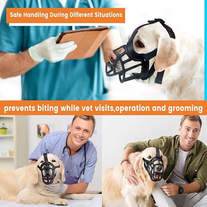 Dog Muzzle – Lightweight Breathable Basket Muzzle, Anti-Biting & Chewing, Adjustable Fit for Small, Medium & Large Dogs(Size 4)-Mewly Pet