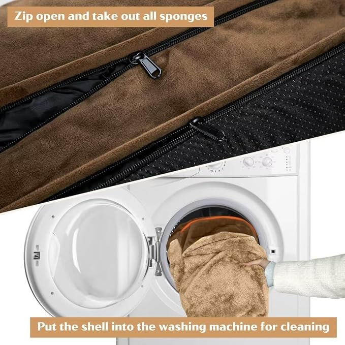 Comfort Expression Cooling Dog Beds Orthopedic, Waterproof Memory Foam Dog Bed for Large Dogs, Washable Dogs Beds with Removable Cover, Pet Sofa Couch with Bolster(Large,Khaki Brown)-Mewly Pet