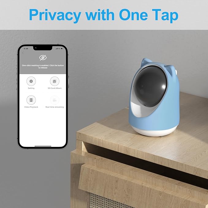 Security Camera Indoor,Wi-Fi &Two-Way Audio,Indoor Camera for Home,Baby/Dog/Cat/Pet Camera with Phone app,Night Vision,Motion Tracking, Compatible with Alexa (Blue)-Mewly Pet