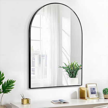 24x36 Arch Mirror Rectangle Full Length Wall Mounted Hanging or Against Wall Metal Frame Dressing Make-up Mirrors for Entryway Bedroom Bathroom Living Room 24 36 inch Black