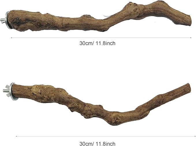 Allazone 4-Piece Bird Perch - Natural Grapevine Stick Swing Chewing Toys for Parrot Cages, Cockatiels, Parakeets, Finches-Mewly Pet