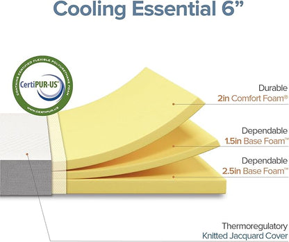 ZINUS 6 Inch King Cooling Essential Foam Mattress, Affordable Quality, Certified Safe Materials