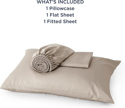 Bedsure Cooling Sheets Twin, Rayon Derived from Bamboo, Breathable & Soft Twin Sheets Set, Deep Pocket Up to 16 Inches, Hotel Luxury Silky Bedding for Hot Sleepers, Simply Taupe