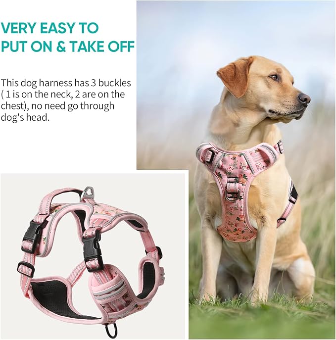 Timos Dog Harness,NO Need Go Over Dogs Head 3 Snap Buckles Pet Harness with 2 Leash Clips,Adjustable Soft Padded No-Pull,Reflective No-ChokeOxford Vest for Small Medium Large Dogs,X-Large (Pack of 1)-Mewly Pet