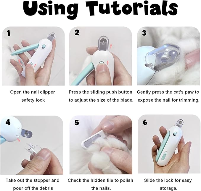 Pett Nail Clipper for Cats - Gentle Round-Hole Trimmer with Dust Storage | Adjustable Size & Hidden Nail File | Pet Grooming Tool for Safe & Loving Care (Blue)-Mewly Pet