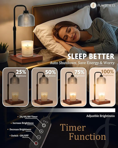 Candle Warmer Lamp with Timer Dimmable, Adjustable Height, House Warming Gifts New Home Room Decor, Christmas Birthday Gifts for Women Mom, Wax Warmer Lamp for Jar Candles with 2 Bulbs