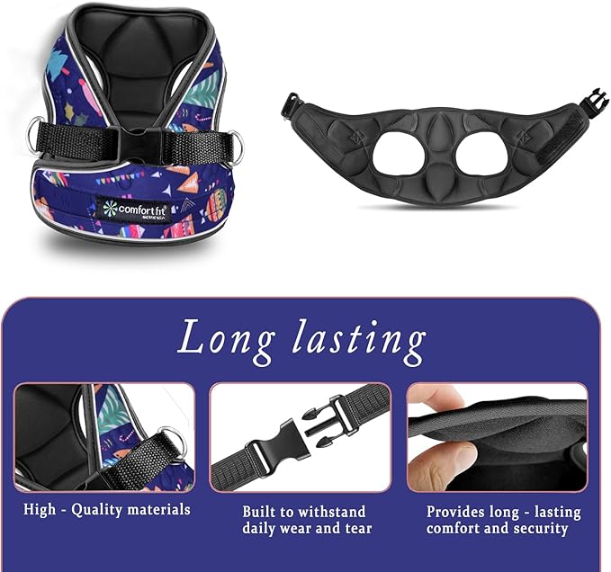 Comfort Fit Dog Harness No Pull with Adjustable Buckles Soft Padded Reflective Choke Step-in Pet Vest with Easy Control Handle for Small Medium Large Dogs & Puppies for Walking Running Training-Mewly Pet