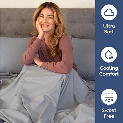 Twin 4 Piece Sheet Set - Comfy Breathable & Cooling - Ultra-Soft Hotel Luxury Bedding Set with 8-16 Inch Deep Pockets - 1 Flat & 1 Fitted Sheet & 2 Pillowcases - Wrinkle Free & Easy Care - Steel Blue