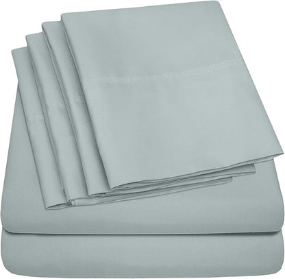 Sweet Home Collection 6 Piece Bed Sheet Set, Queen, Slate