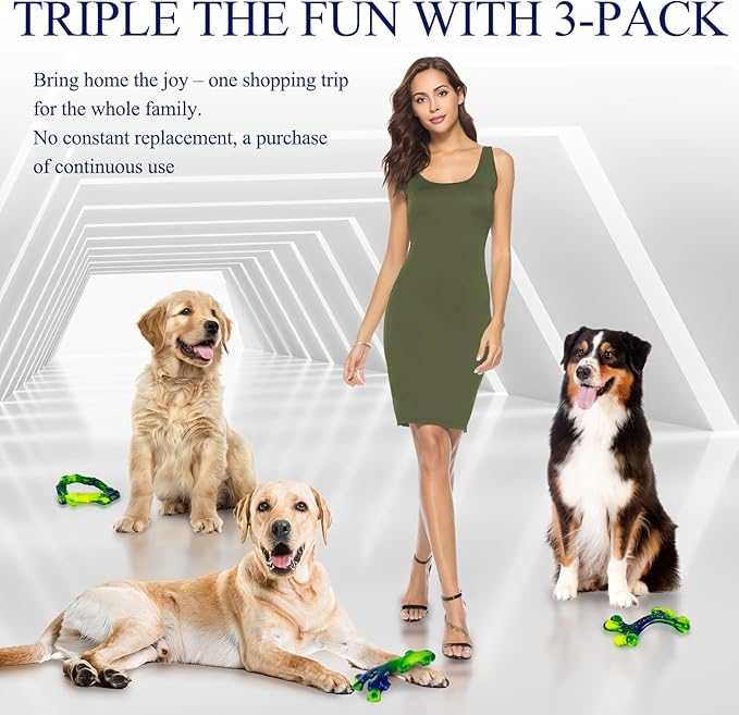 3-Pack Indestructible Nylon Dog Chew Toys for Aggressive Chewers - Long-Lasting Durable Bone-Shaped Toys, Large Breed Dogs, Tough Puppy Teeth Enrichment-Mewly Pet