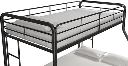 DHP Dusty Metal Bunk Bed with Secured Ladders, Twin/Full, Black