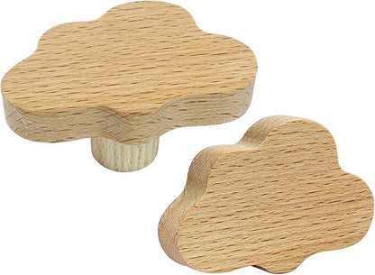6 Pack Cloud Wooden Knobs, Decorative Wood Dresser Knobs Boho Cabinet Handles, Room Handles for Nursery Decor(Small)