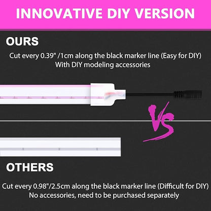 Lamomo LED Neon Flex, 16.4ft/5m Pink Neon Light Strip, 12V Flexible Waterproof Neon LED Strip, Silicone LED Neon Rope Light for Kitchen Bedroom Indoor Outdoor Decoration（Power Adapter no Included