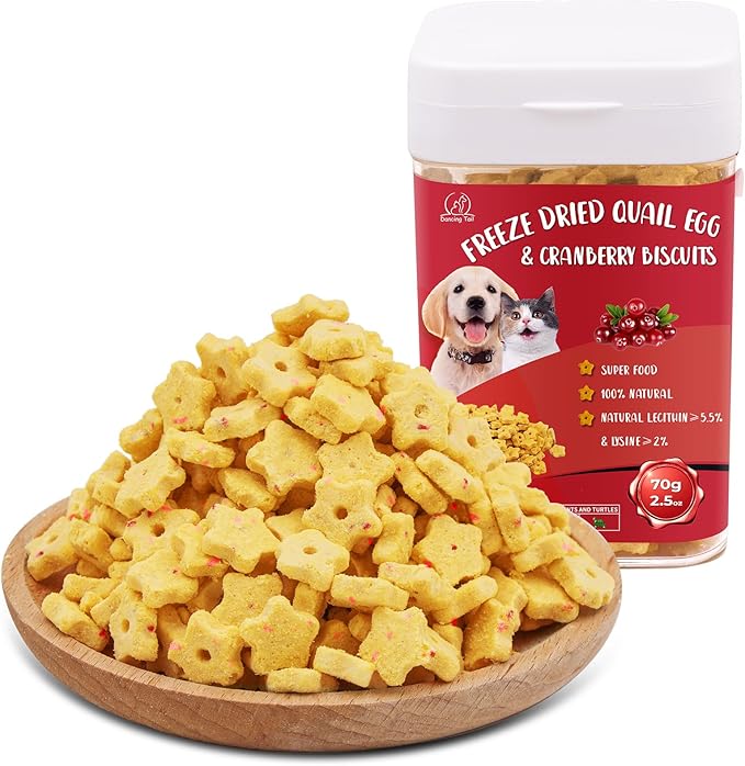 Freeze Dried Quail Egg Yolk & Cranberry Cube Cat & Dog Treats Biscuits, Dehydrated Healthy Tasty Snack for Training 2.5 Ounce-Mewly Pet