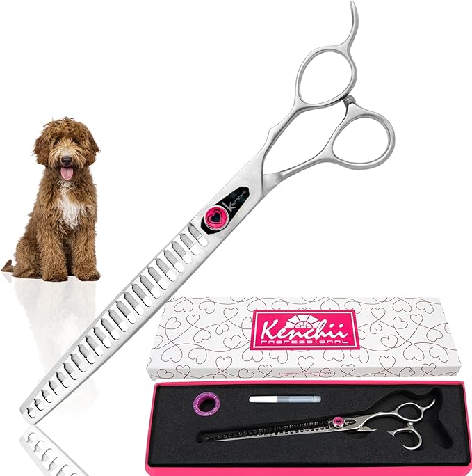 Kenchii Love Dog Grooming Scissors, 22 Tooth Blender Shears, Dog Scissors for Grooming, Professional Pet Grooming Scissors, Heavy Duty, Durable and Sharp-Mewly Pet