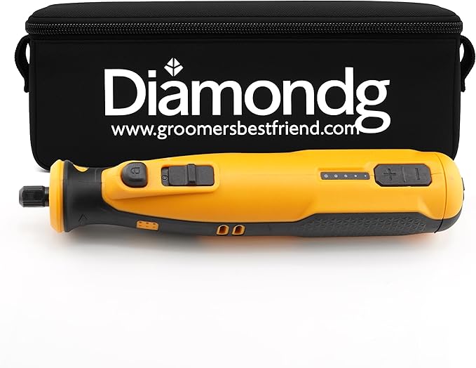 Diamondg Cordless Dog Nail Grinder with Quiet Sound & LED Tip for Large & Small Dogs, 4hrs. Runtime - Electric Dog Nail Trimmer, Heavy Duty Rotary Tool Alternative to Toenail Clippers & Filers-Mewly Pet