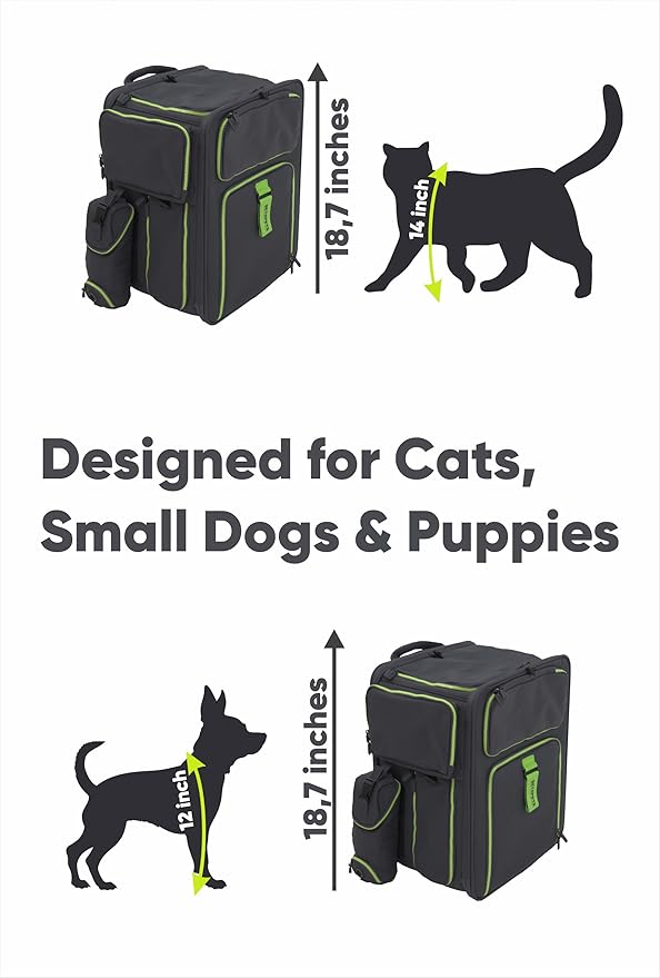Cat Backpack Carrier & Dog Car Seat for Small Pets Up to 25 lbs - Expandable Cat Carrier Backpack with Safety Leash and Breathable Mesh - Waterproof for Travel - 3 in 1-Mewly Pet