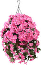 INQCMY Artificial Hanging Flowers with Basket for Garden Outdoor Spring Summer Decoration,Faux Silk Begonia in Planter Look Real UV Resistant for Home Porch Patio Balcony Yard Decor(Red)