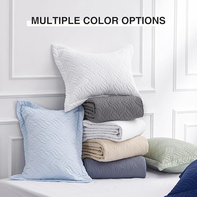 Love's cabin Quilts for Queen Bed Bluish Grey Bedspreads Bedding Set - Summer Lightweight Bedspread Comforter - Wave Pattern Bedding Coverlet for All Season - 3 Pieces (1 Quilt, 2 Pillow Shams)