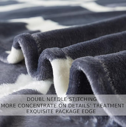 Gray Pattern King Size Blanket,90x108 Inches Microfiber Soft Cozy Fluffy Warm Hand Made Throw Blankets for King Calking Bed,Couch, Sofa, Chair, Camping, Picnic,Grey and White