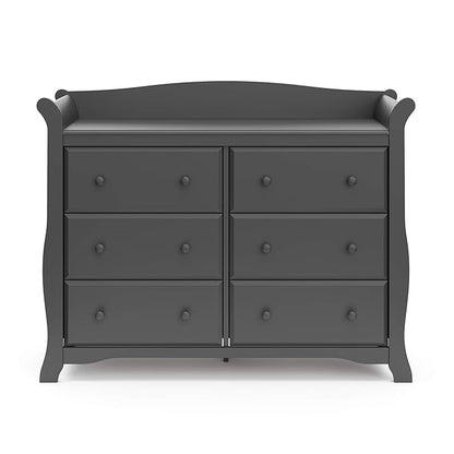 Storkcraft Avalon 6 Drawer Double Dresser (Gray) – Nursery Dresser for Kids Bedroom, Chest of Drawers