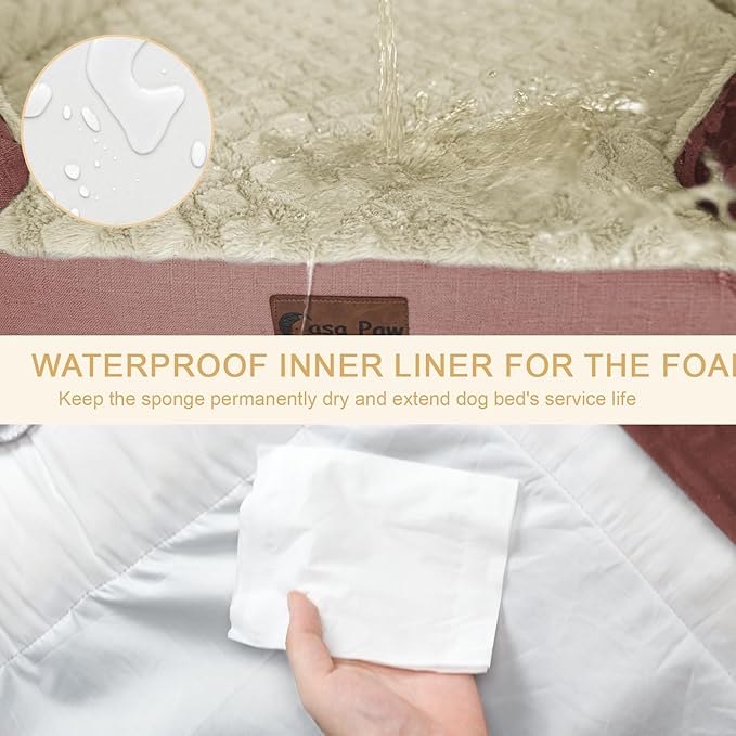 Orthopedic XL Dog Bed for Extra Large Dogs, Waterproof Memory Foam Dog Beds with Sides, Non-Slip Bottom and Egg-Crate Foam Big Dogs Couch Beds with Removable Washable Cover(X-Large,Pink)-Mewly Pet