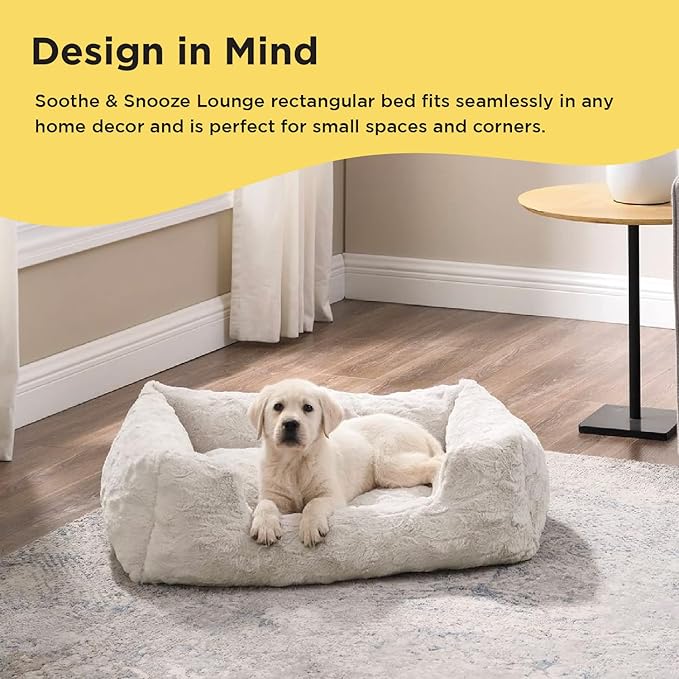 Best Friends by Sheri Lux Lounge Bed Calming Faux Fur Dog Bed, Oyster, Cream, Medium, 30" x 20"-Mewly Pet