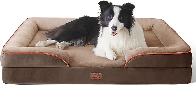 Bedsure Orthopedic Dog Beds Large Sized Dog - Washable Large Dog Cat Bed Waterproof, Comfort Dogs Couch Sofa with Washable Removable Cover, Pet Bed with Nonskid Bottom, Brown, 35"-Mewly Pet