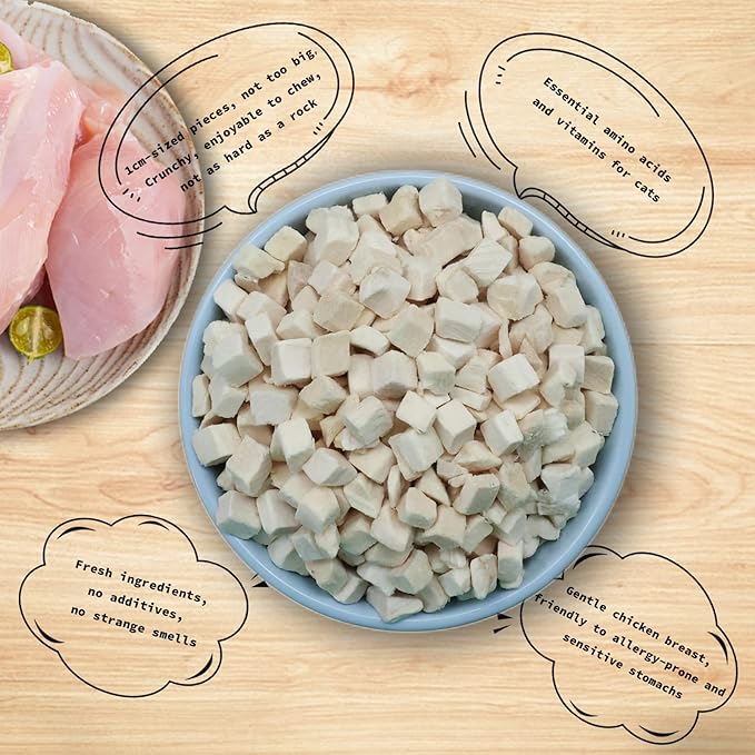 Freeze Dried Cat Treats - 100% Chicken Breast Grain Free Raw - Natural Balance Limited Ingredient High Protein Cat Snacks 140g/4.94oz - Picky Eater Challenger-Mewly Pet