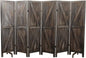 Premium Home 6-Panel Room Divider – Rustic Brown Barn Door, K Pattern Folding Privacy Screen, Partition Wall