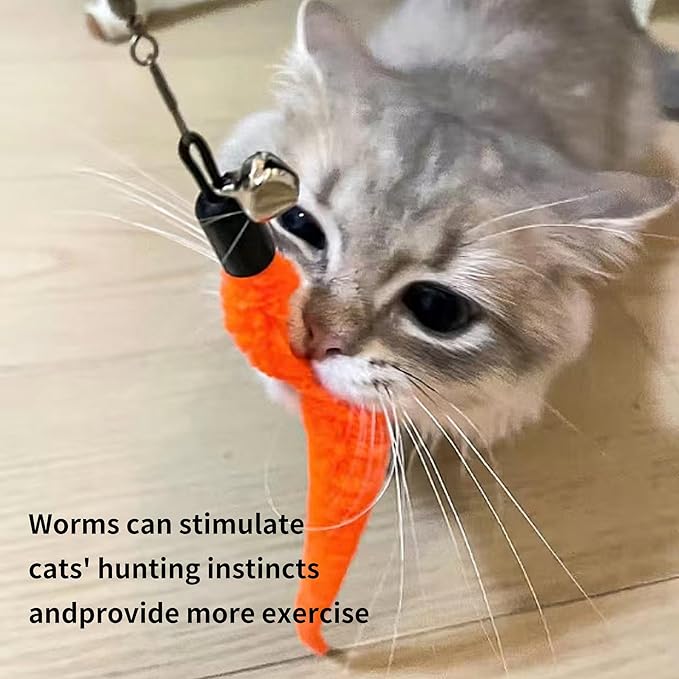 Cat Wand Toy Set, 11 Pcs Including Worm & Snake Refills, Wand Replacement Rope, for Bored Indoor Adult Cats & Kittens-Mewly Pet