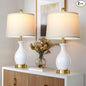 24" White Ceramic Table Lamps Set of 2 for Bedroom, Modern Classic Bedside Lamps for Nightstand, Small Table Lamp for Living Room Side Table (2 LED Bulbs Included)