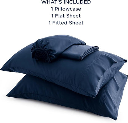 Bedsure Cooling Sheets Twin XL, Rayon Derived from Bamboo, Breathable & Soft Twin XL Sheet Sets, Deep Pocket Up to 16 Inches, Hotel Luxury Silky Dorm Bedding for Hot Sleepers, Navy