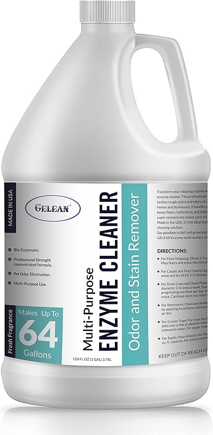 Multi-Purpose Probiotic Enzyme Cleaner, Made in USA - Pet Stain and Odor Remover - Concentrated - Professional & Home Strength Drains, Floors, Bathrooms, Toilets Trash Can, (1 gallon, Fresh fragrance)-Mewly Pet