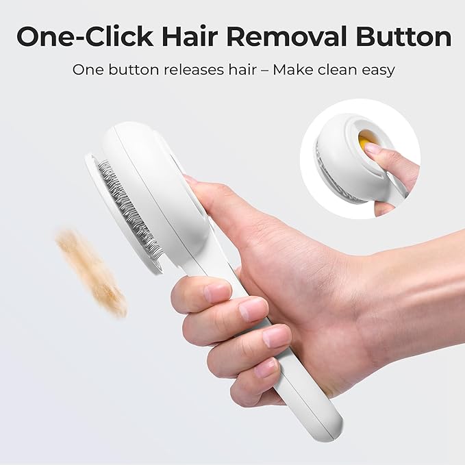 Self Cleaning Slicker Cat Brush - Skin Friendly Shedding Grooming Tool for Dogs & Cats, Pet Supplies Accessories, Deshedding Comb for Short Long Haired Kittens, Massage Function to Removes Loose Fur-Mewly Pet