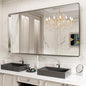 LOAAO 84X32 Inch Brushed Nickel Bathroom Mirror, Rounded Rectangle Silver Metal Frame Mirror, Brushed Nickel, Anti-Rust, Hangs Horizontally or Vertically