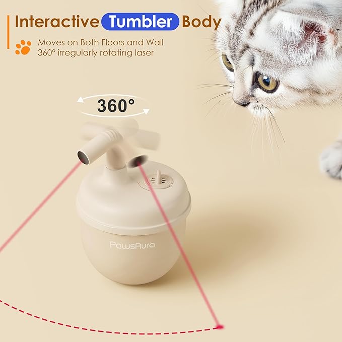 Automatic Laser Cat Interactive Toy - Self-Balancing 360° Auto-Spin Laser Pointer with Catnip Hole, Triple-Sensory – Kitten Sight, Smell & Touch, Boredom Relief Toys for Indoor Adult Cats-Mewly Pet