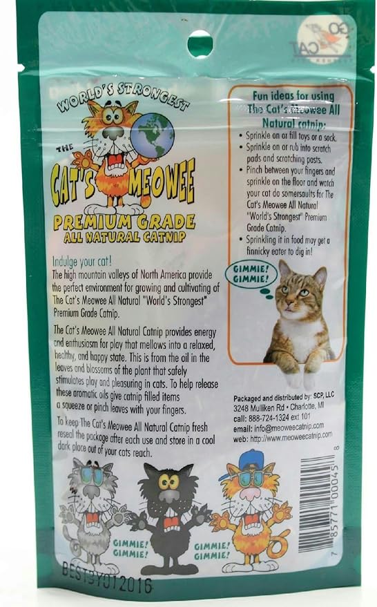 .352 Ounce The Cat's Meowee All Natural Premium Grade Cat Nip (Pack of 3)-Mewly Pet