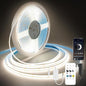 COB LED Strip Lights Natural White,24V Dimmable led Light Strip KIT with Remote and app Control,4000K 24FT/7.5m 8mmwide Ra>90 Cuttable Flexible Strip Lights for Bedroom,Shelf,Cabinet