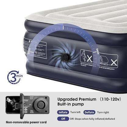 Twin XL Air Mattress with Built in Pump Raised,80" Long,Upgraded 18''Inflatable Mattress,Self Inflatable Blow Up Mattress in 2 Mins,Twin Size Air Mattress with Carry Bag for Home,Camping